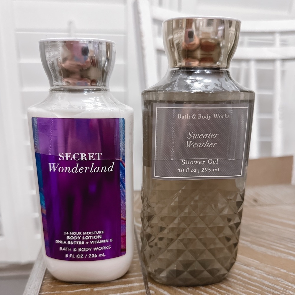 Bath & Body Works Sweater Weather Shower Gel + Secret Wonderland Body Lotion Set